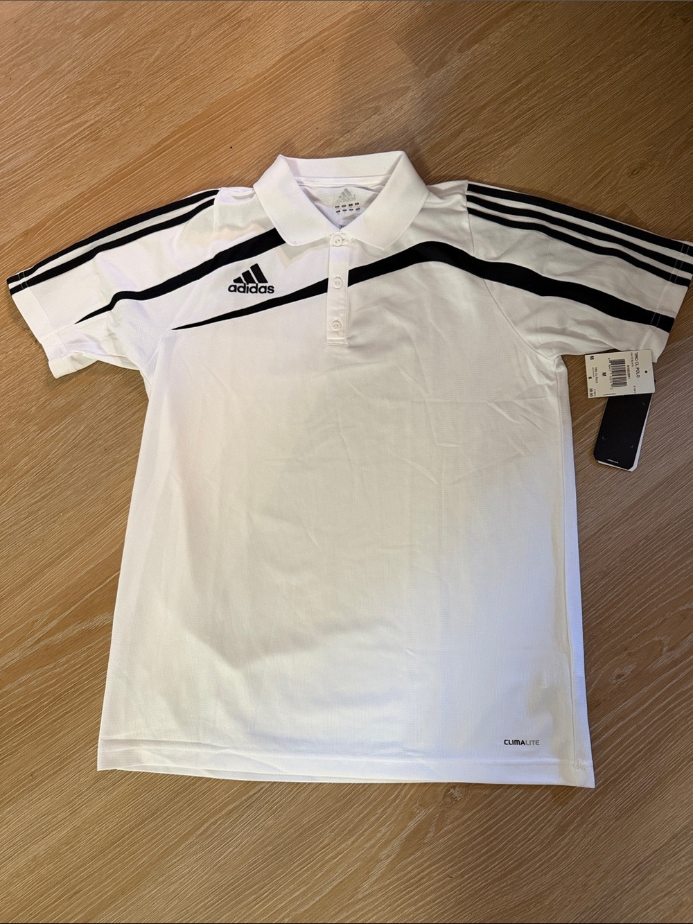 New Adidas White Polo Shirt with Black Accents